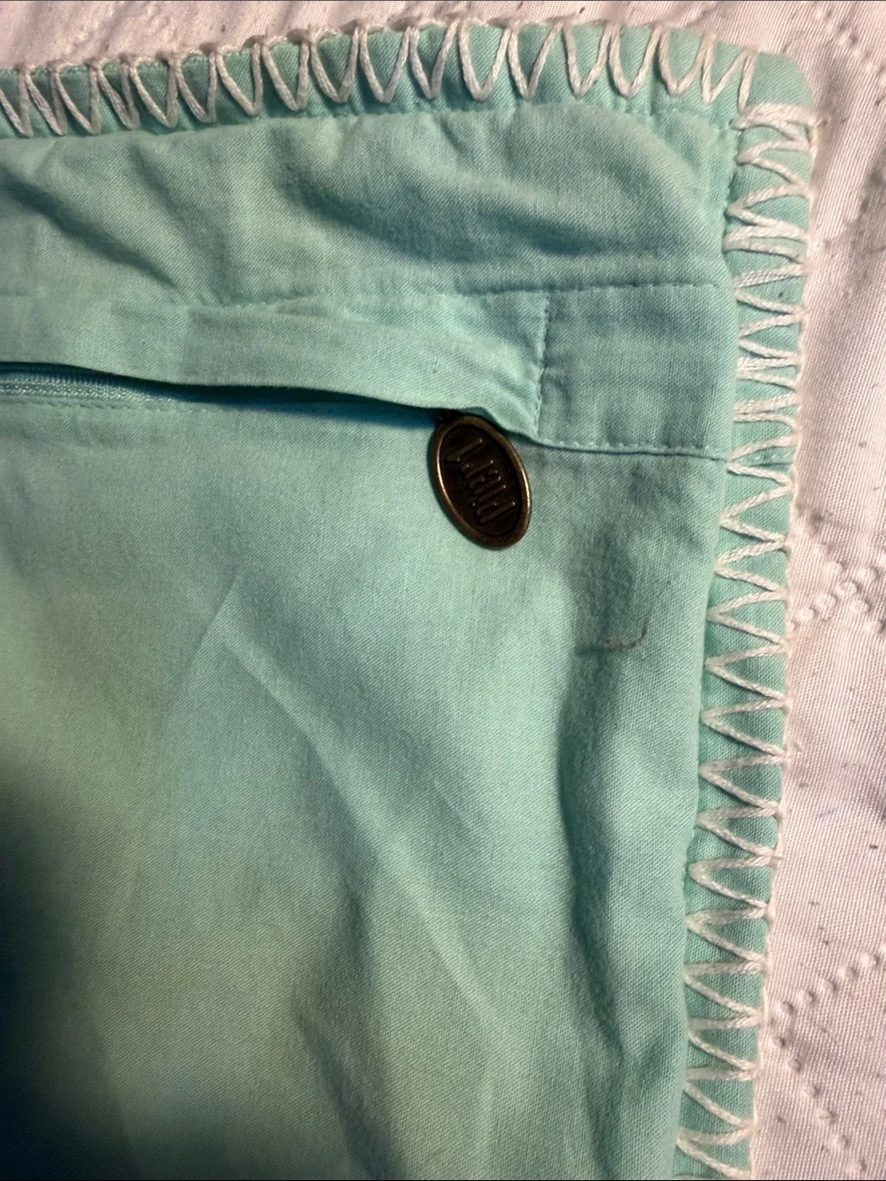 Pier 1 Mint Green Decorative Pillow Cover with Wood Button Accents